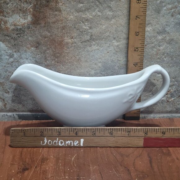 White Gravy Boat Handle Spout Marked Sterling East Liverpool Ohio USA 1930 - Picture 9 of 12